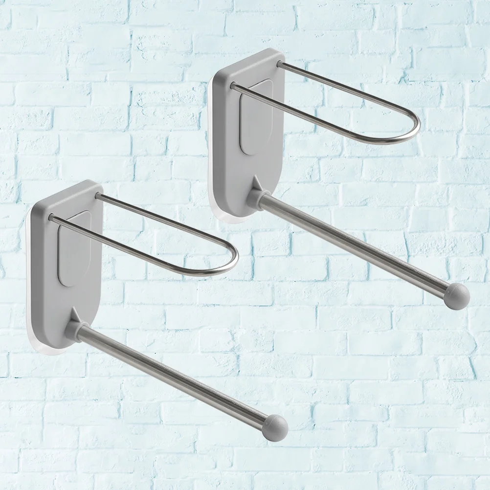 2Pcs Stainless Steel Hanger Rack Rustproof No Punch Wall Mount Clip Organizer Shelf Space Saving for Home Dorm Use