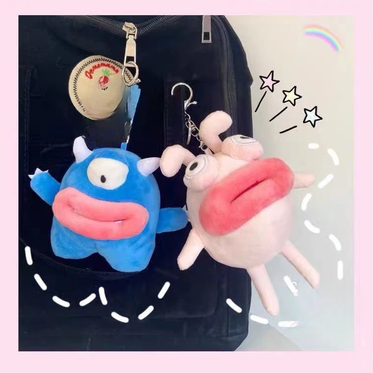 Funny Sausage Mouth Key Ugly Kawaii Plush Doll Cute Backpack Pendant Exquisite Stuffed Animals Plush Brithday Gift for Friend