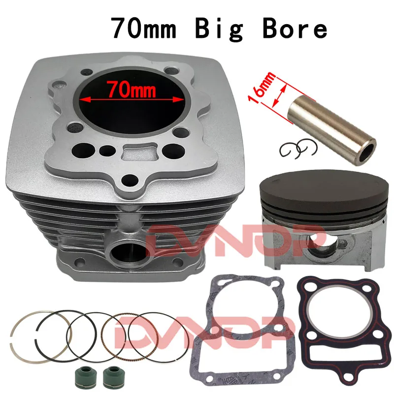 

70mm Big Bore Cylinder Kit Cylinder Piston Set For CG250 TO 300 CG300 16mm pin 167FMM