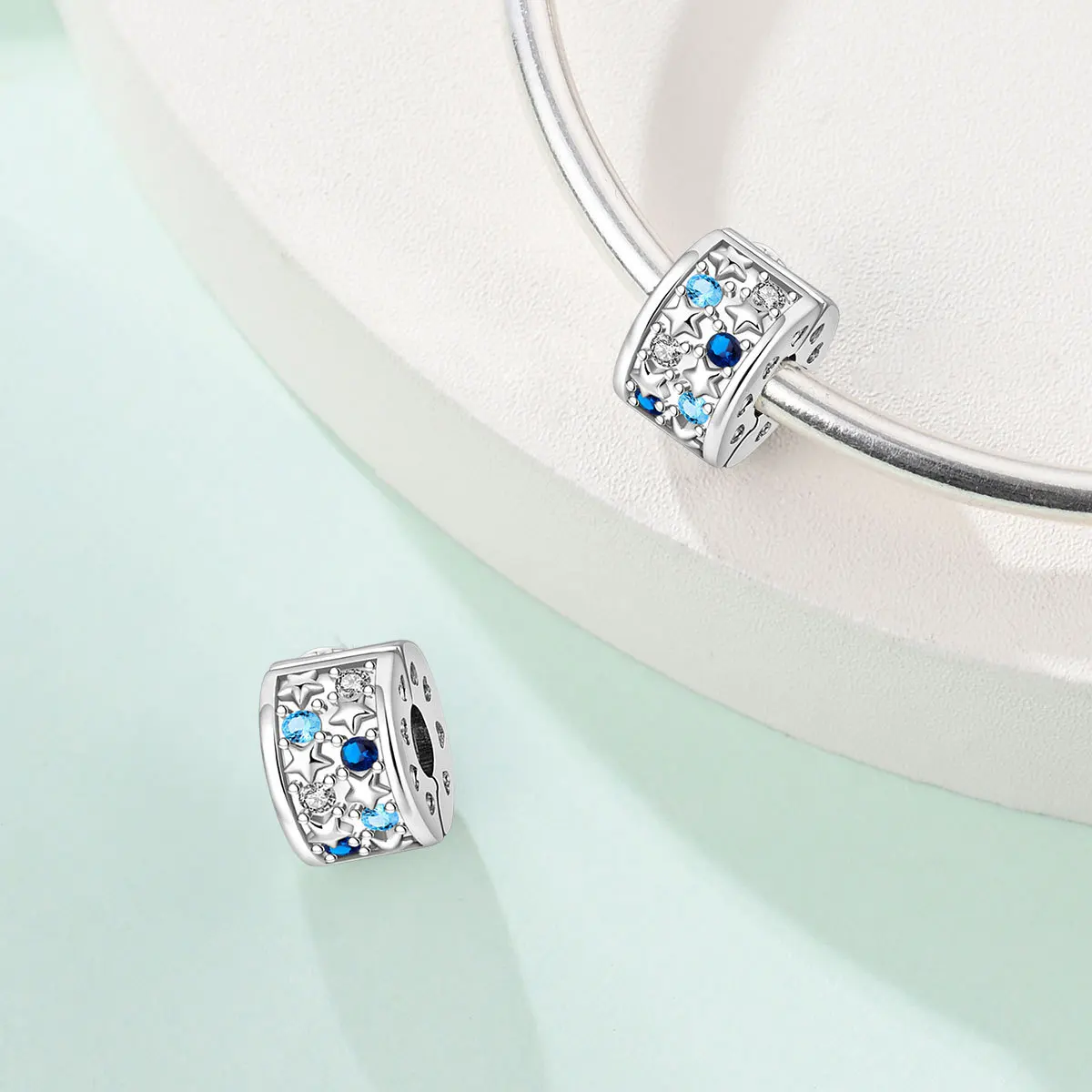 Original Charms Silver Plated Beads Fit Bracelets Charms Diy Women Gift Accessory  Eye Dragonfly Flower Blue Crystal Spacer