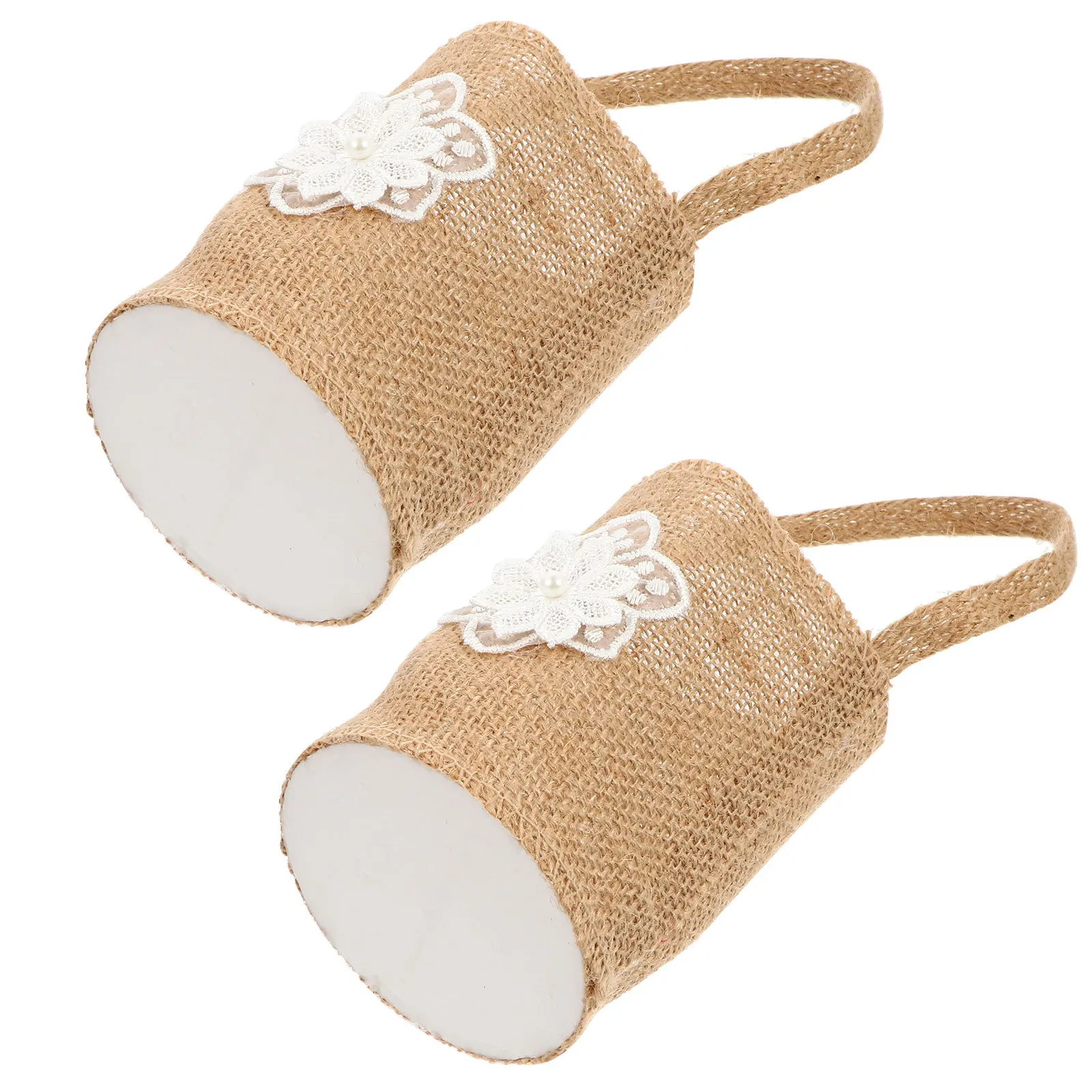 

2pcs Portable Linen Baskets Wedding Flower Basket Photography Props For Wedding Banquet Candy Gift Storage Organizer