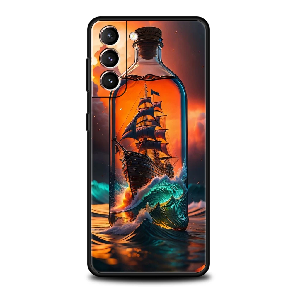 Custodia per nave da carico per Samsung Galaxy S24 S23 S22 S20 S21 FE Ultra S10 S10E S9 S8 Plus 5G Custodia per telefono antiurto in silicone Capas