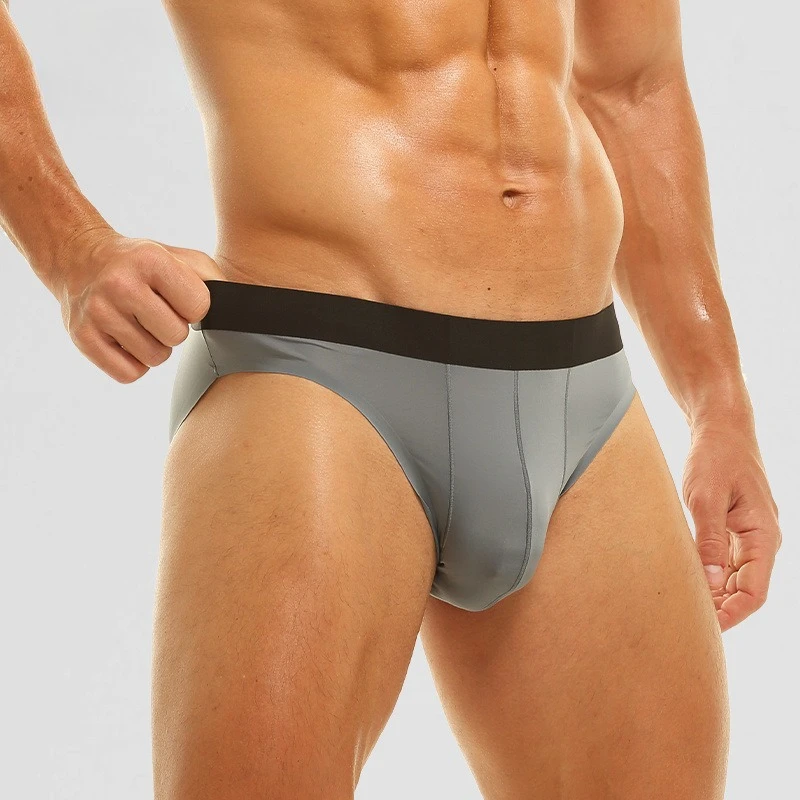 

Summer Seamless Underwear Men's Ice Silk Sexy Pouch Briefs Slip Hombre Ultra-thin Breathable Male Transparent Triangle Panties