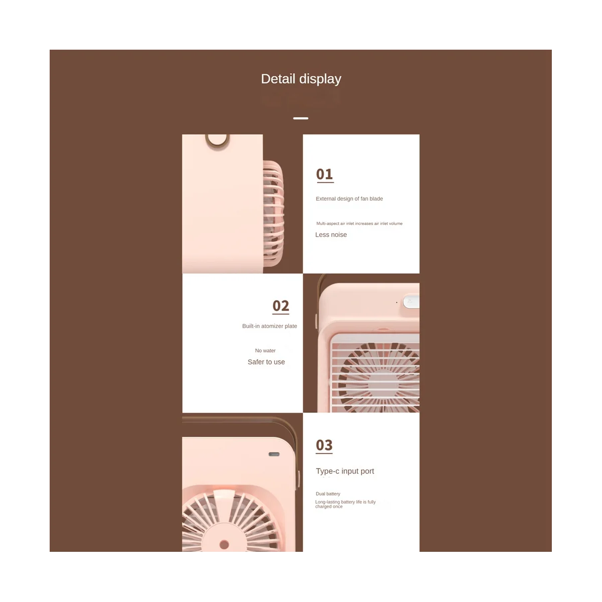 مكيف هواء محمول شخصي لسطح المكتب مبرد هواء قابل لإعادة الشحن 2400MAh مروحة طاولة هادئة مكتب غرفة نوم-D