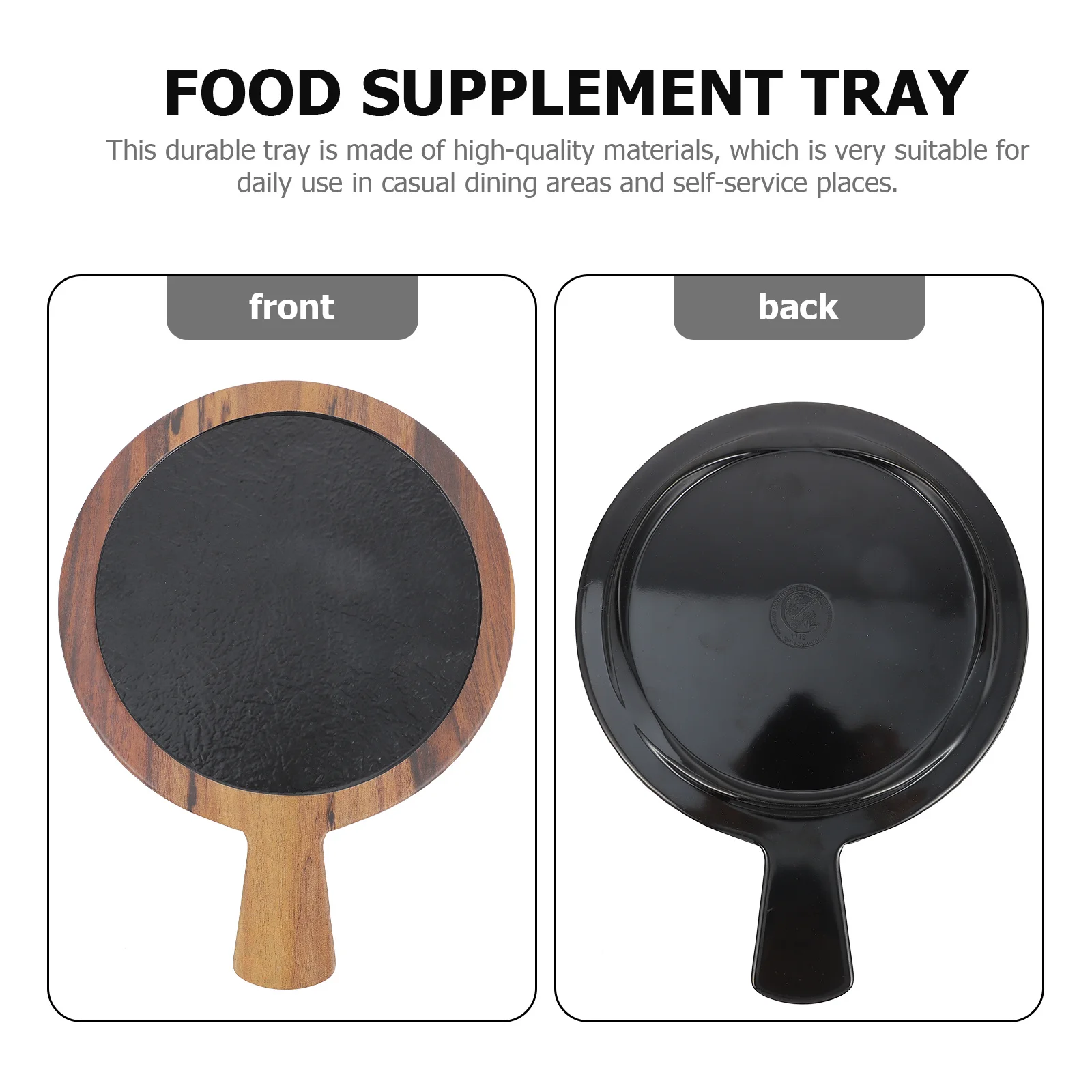 

1Pcs Round Food Tray Pizza Sushi Serving Plate Sturdy Black Dish for Home Cafe Bakery Bread Cake Display Utensil