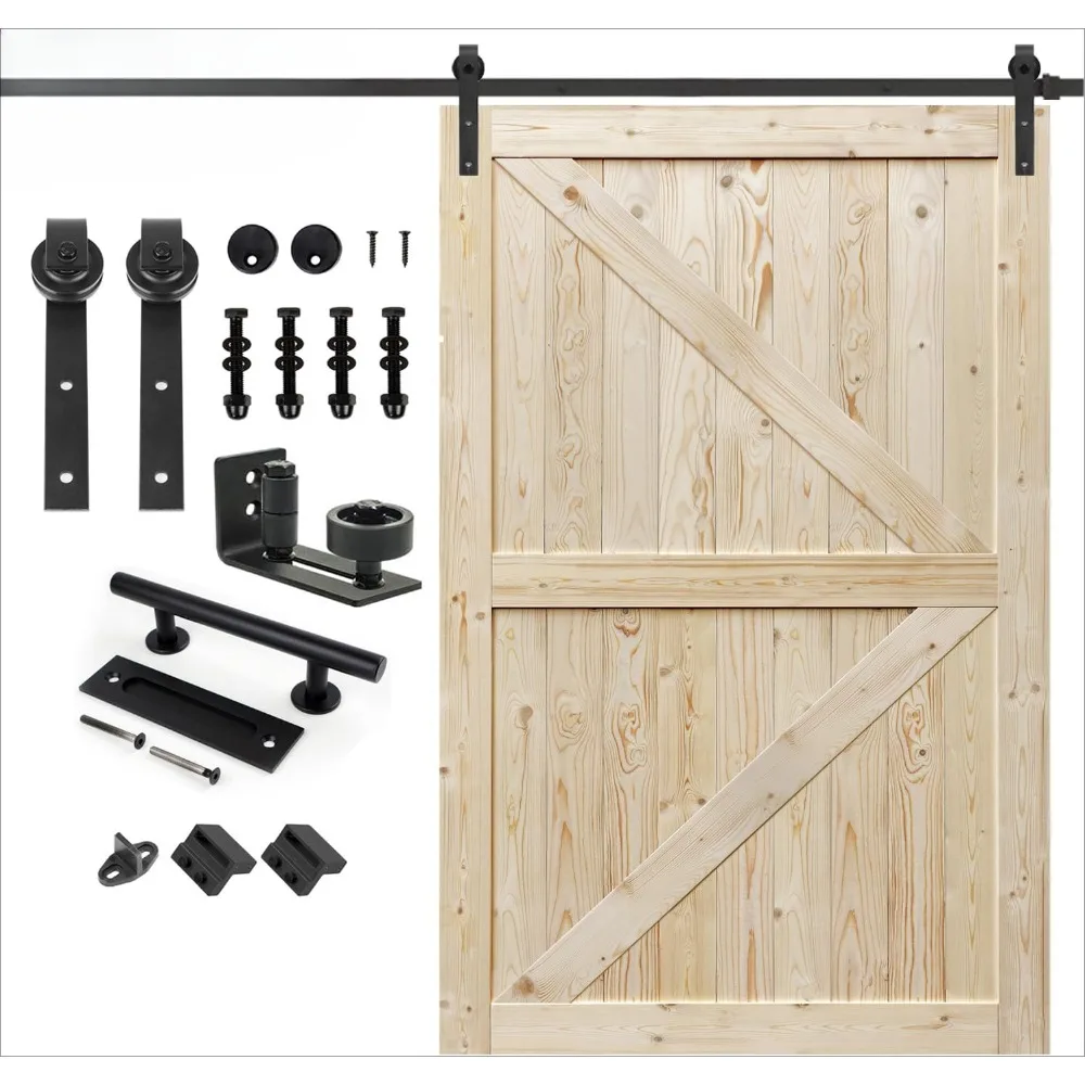 Sliding Door Hardware Kit/Solid Wood/Sliding Door/Double Surfaces/Simple Assembly is Required (52in + J Shape)