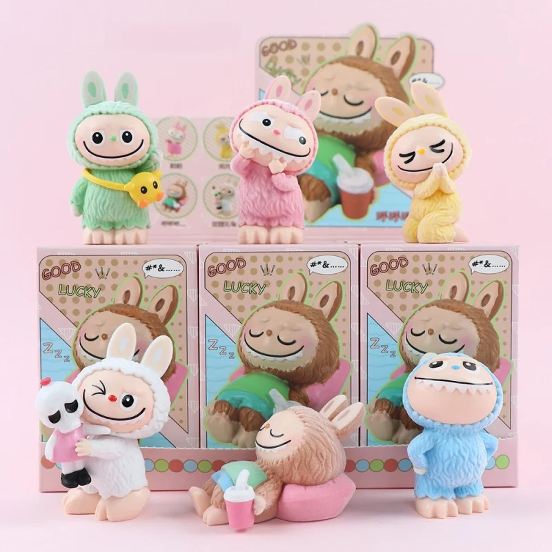 6/8 Pcs Labubu Blind Box Mysterious Trendy Toy Figurine Super Cute Series Doll Desktop Ornament Girl Birthday Gift