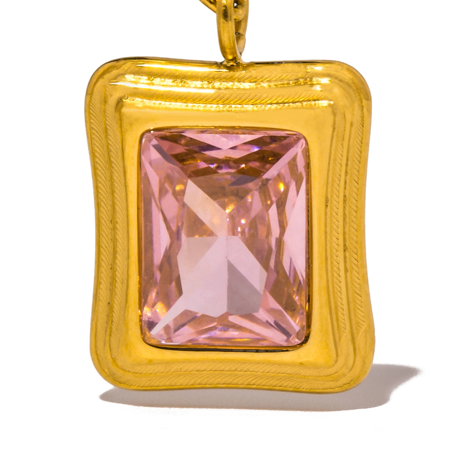 Trendy Green Pink White Zirconia Pendant Necklace for Women 316l Stainless Steel Cast Double-deck Chain Gold Color Jewelry