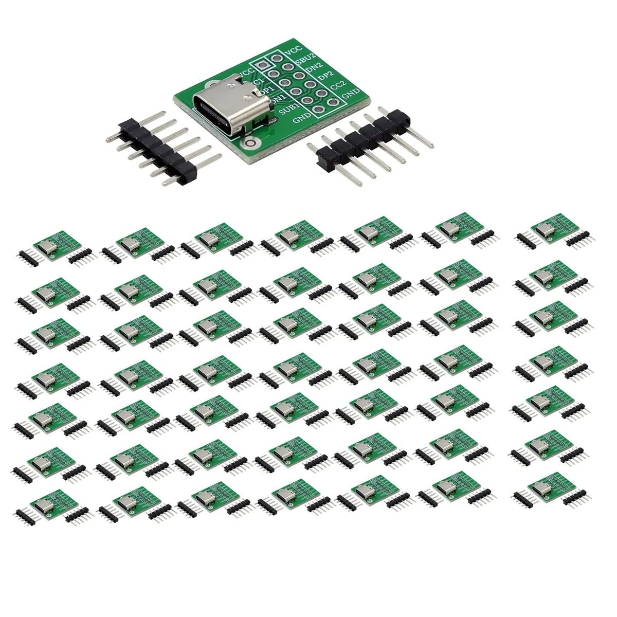 

50PCS USB TYPE-C to DIP PCB Connector Pinboard Test Board Solder Female Dip Pin Header Adapter