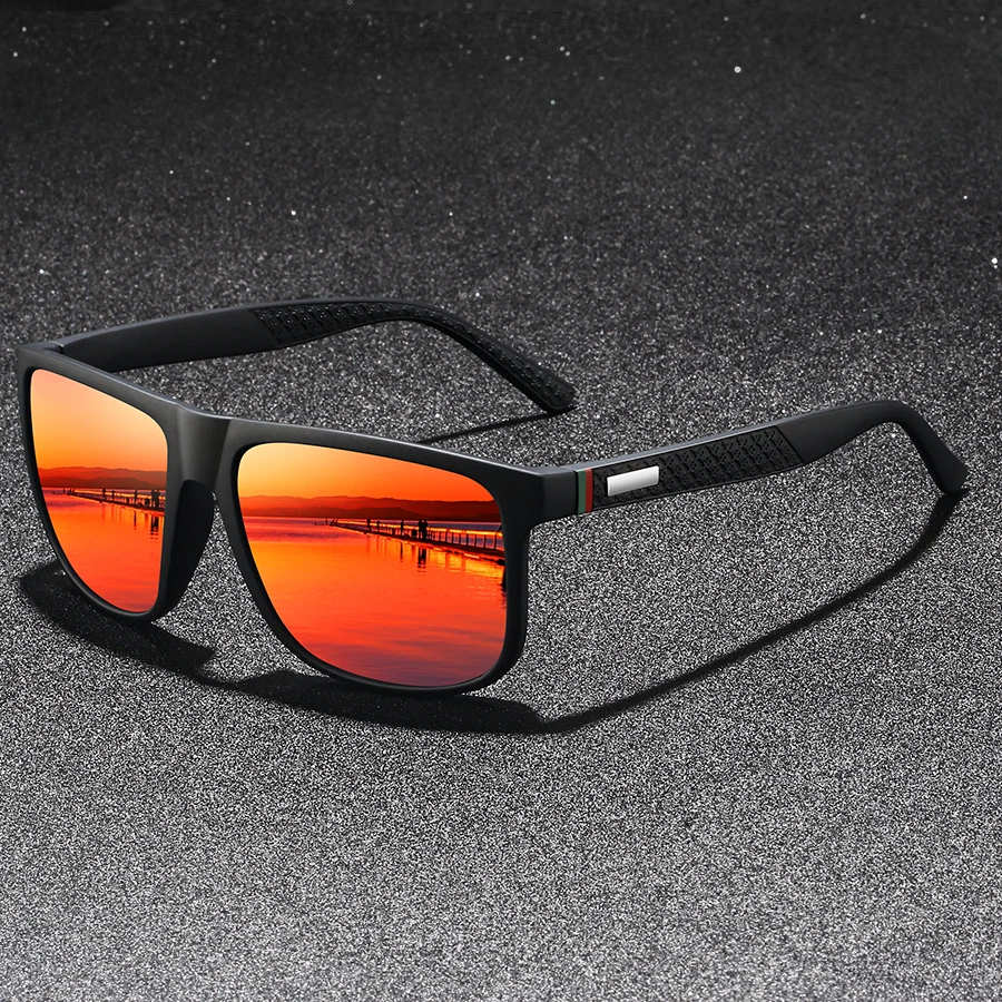 Occhiali da sole quadrati alla moda UV400 Uomo Donna Guida Pesca Occhiali da esterno leggeri e alla moda colorati