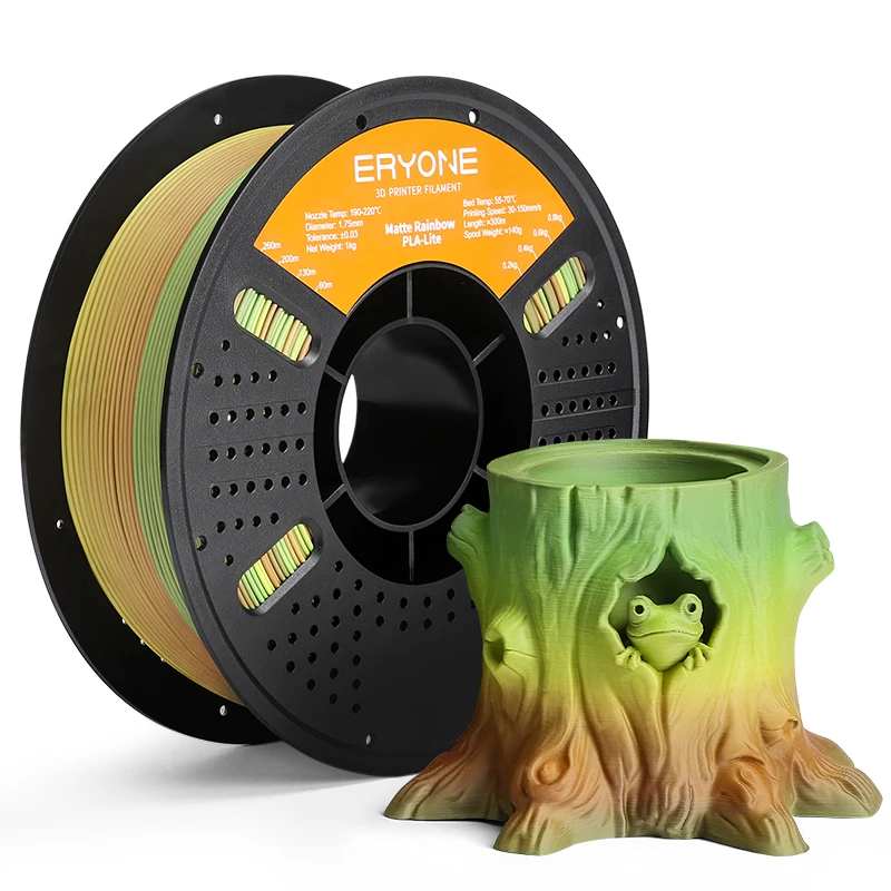 Image of ERYONE 1KG PLA Lite Regenbogen 3D-Drucker-Filament, Farbwechsel-Filament 1,75mm, Mehrfarbiger Farbverlauf 1KG Spule Passend für die Meisten FDM-Drucker