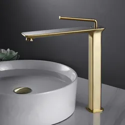 Tuqiu Bathroom Faucet Brushed Gold Brass Bathroom Basin Faucet Cold And Hot Water Mixer Sink Tap Deck Mounted Black/ChromeTap