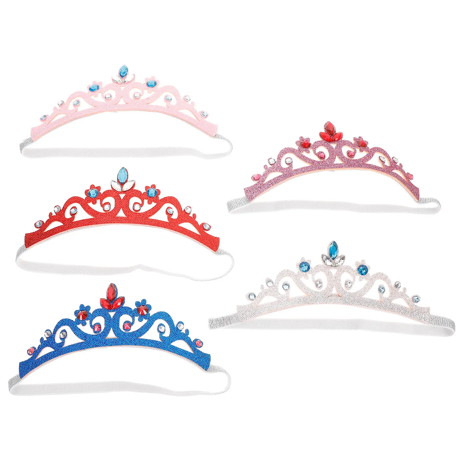 

5Pcs Infant Crown Headband with Rhinestones Elastic Baby Girls Hair Accessory for Photography Party Anniversary Performance Cute