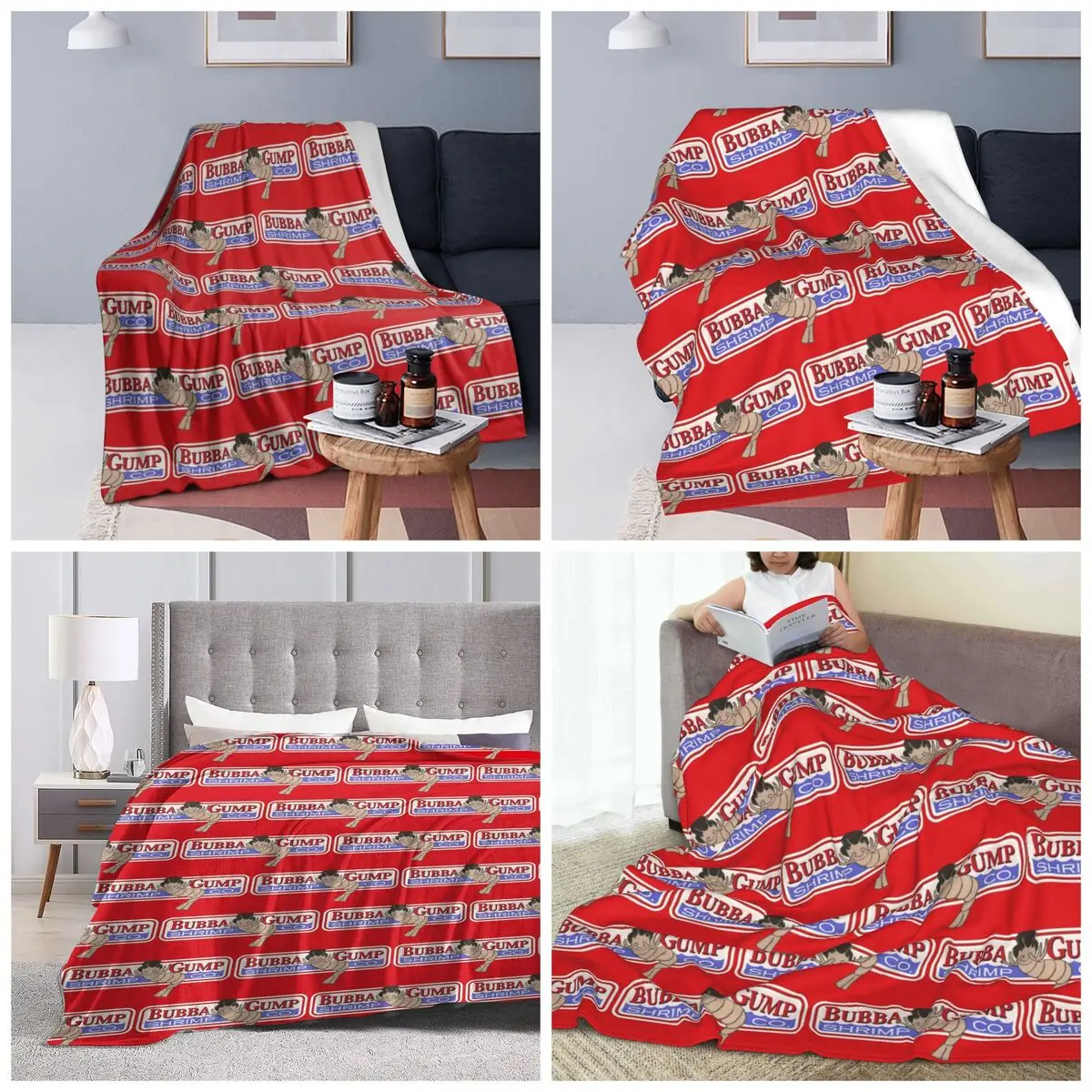 Bubba Gump Shrimp Forrest Movie Geek Blankets Soft Warm Flannel Throw Blanket Bedding for Bed Travel Home Couch