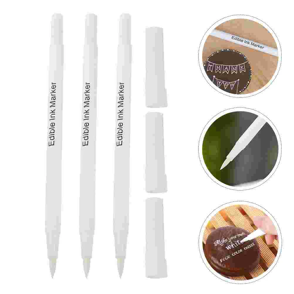 

3 Pcs Baking Pigment Pen Edible Pens for Cookie Decorating Mark + Pencil Marker Plastic Cake Painting