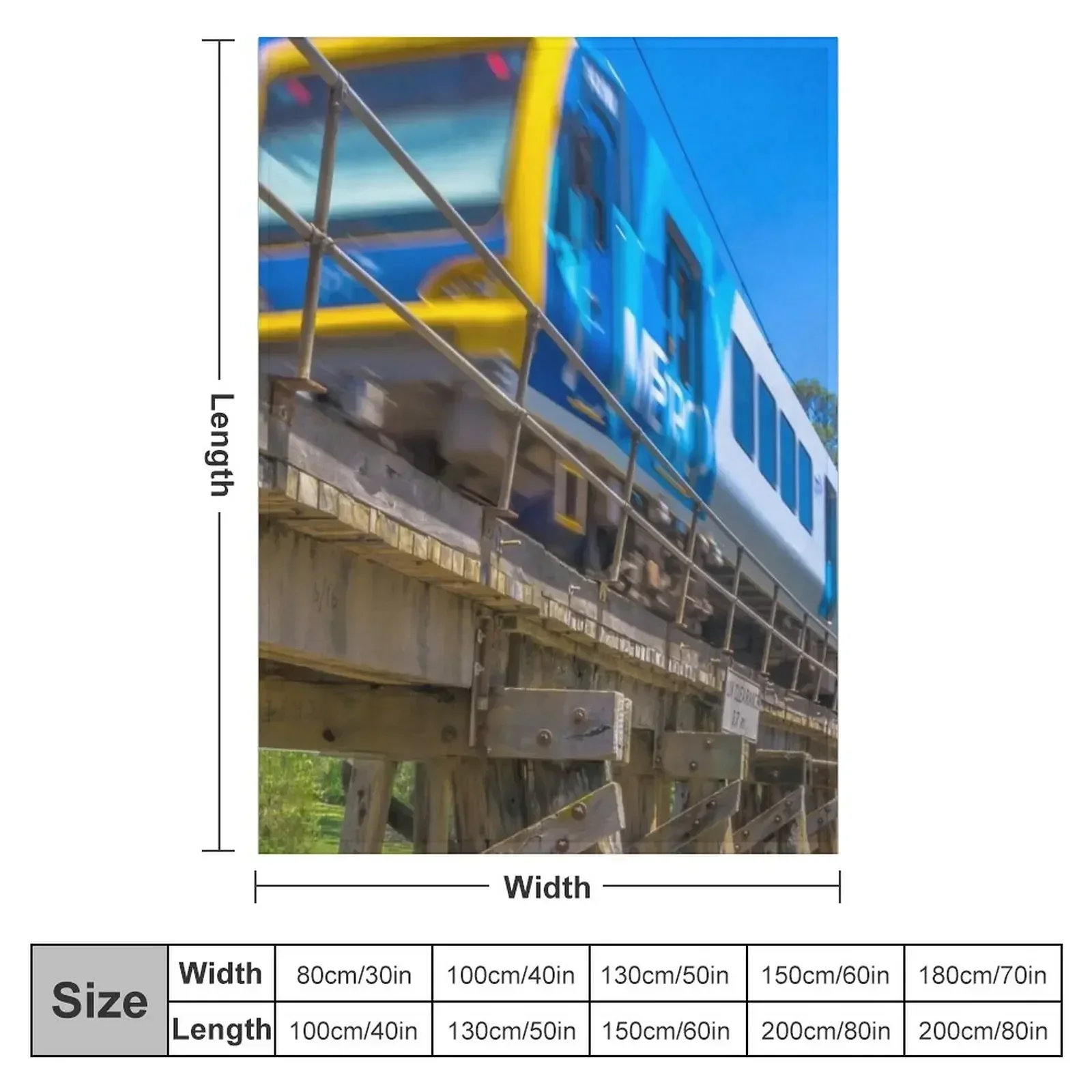 Melbourne Metro Train on Trestle Bridge - Eltham, Victoria Throw Blanket Stuffeds Plaid Blankets