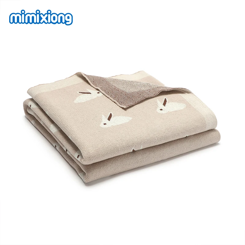 Baby Cotton Blankets Newborn Boys Girls Easter Rabbit Knitted Swaddle Wrap Covers for Stroller Bedding 100*80cm Infant Play Mats