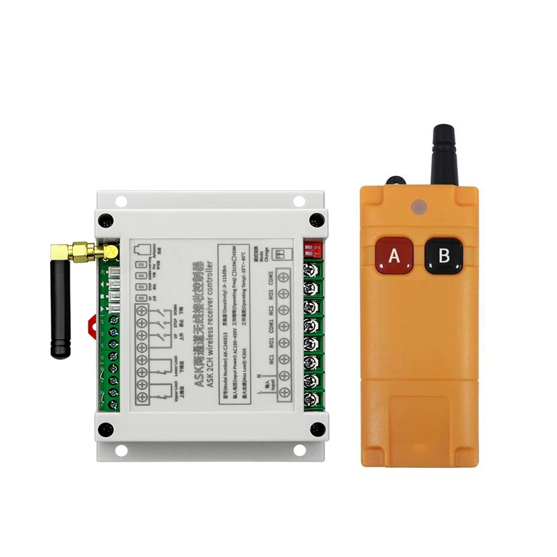 433mhz AC 220 V 240 V 250V 380V 2 CH RF Wireless Remote Control 30A Relay for Industrial Farm Electric Light Power Switch