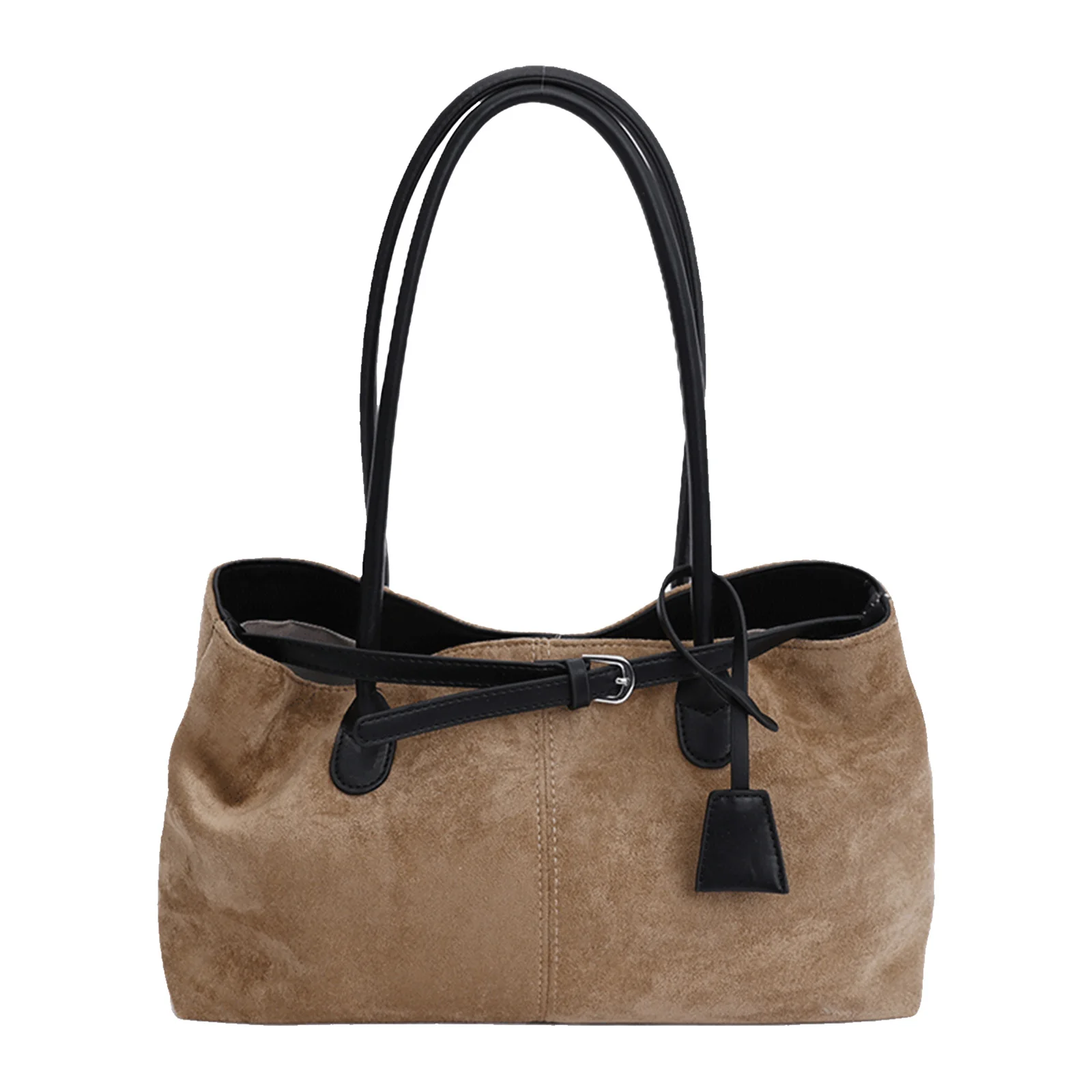 

Retro Suede Top Handle Handbag Large Belt Underarm Packs Shoulder Bag for Women Travel Shopping Work