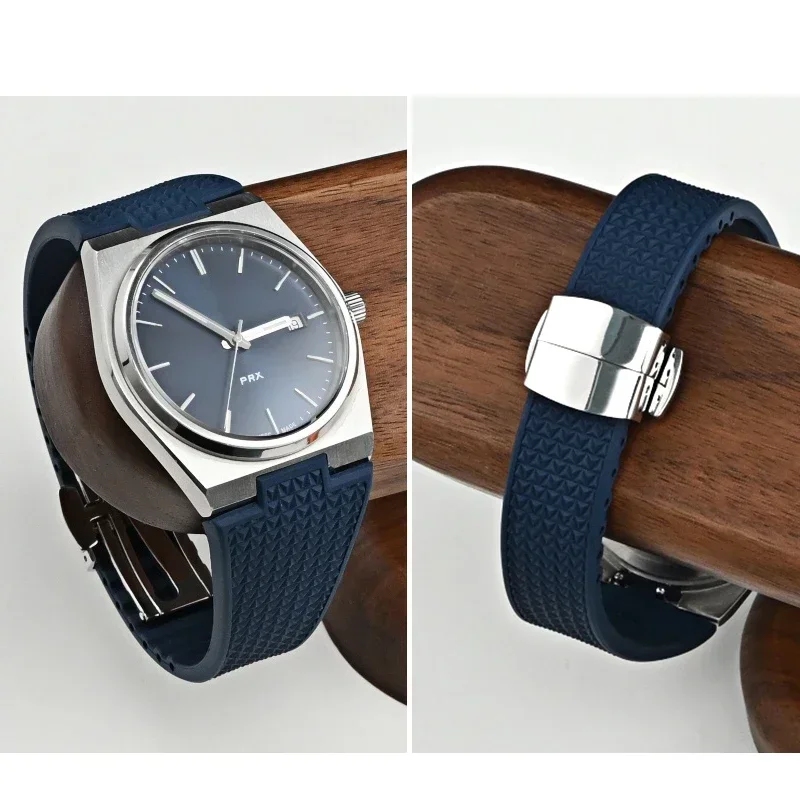 2025 فلوورو حزام مطاط لتيسو PRX سلسلة سوبر لاعب 35/40 مللي متر محدب الرجال النساء الإفراج السريع حزام (استيك) ساعة اكسسوارات 11/12 مللي متر