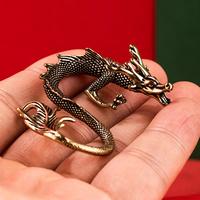 Brass Dragon Statue Tabletop Chinese Dragon Ornament Luck Dragon Figurine for Home Office Desk Bookshelf End Table