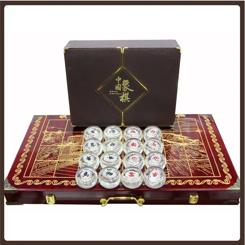 

Luxury Chinese Chess Professional Table Accessories Figures Glass Chinese Chess Board Games For Adults Tabuleiro De Xadrez Game