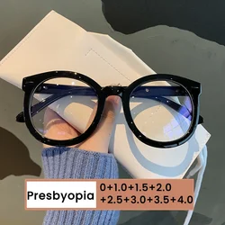 Stylish Fashion Reading Glasses for Women Men Round Frame Anti-blue Light Far Sight Eyeglasses Oversized Prescription Glasses