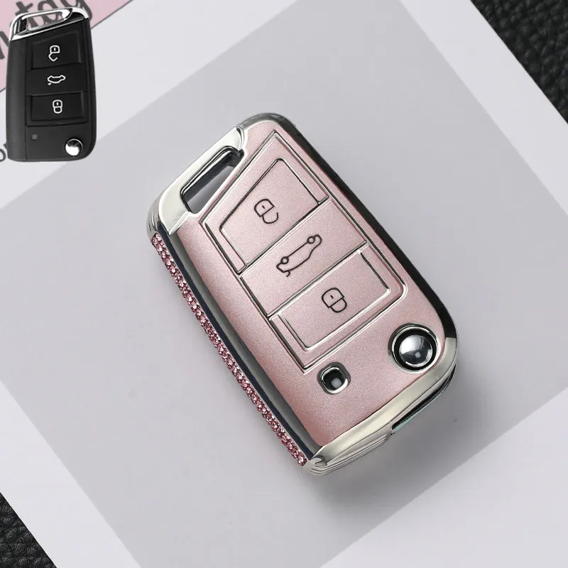 For VW Golf 7 GTI POLO T-Cross T-Roc Touran Tiguan Skoda Octavia Rapid Kodiaq Fabia Seat Ibiza Leon Ateca Arona Key Case Cover
