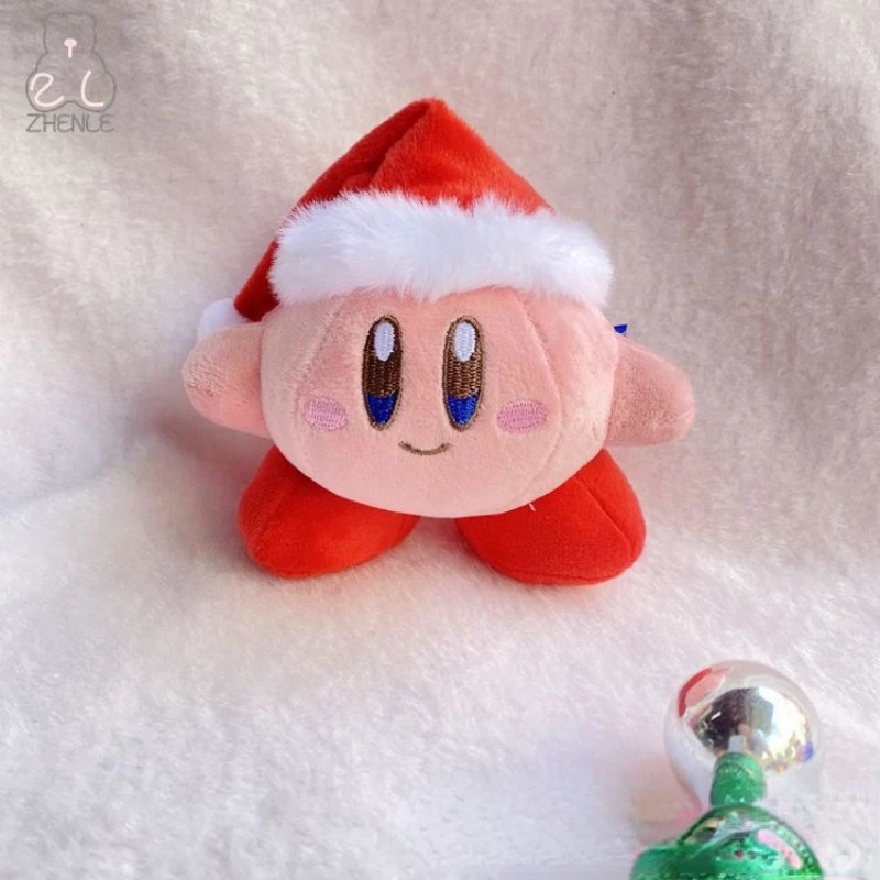 Kirby-Muñeco de Navidad de peluche suave, figura Kawaii, juguetes colgantes, decoración creativa del hogar, mochila de dibujos animados, dijes, regalos para niños