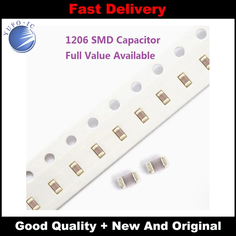 100PCS 0.33UF 0.47UF 330NF 470NF 1UF 1206 50v SMD Capacitor 2.2UF 4.7UF 50V 105 334 474 225 475 K/M/Z X7R Capacitance KIT