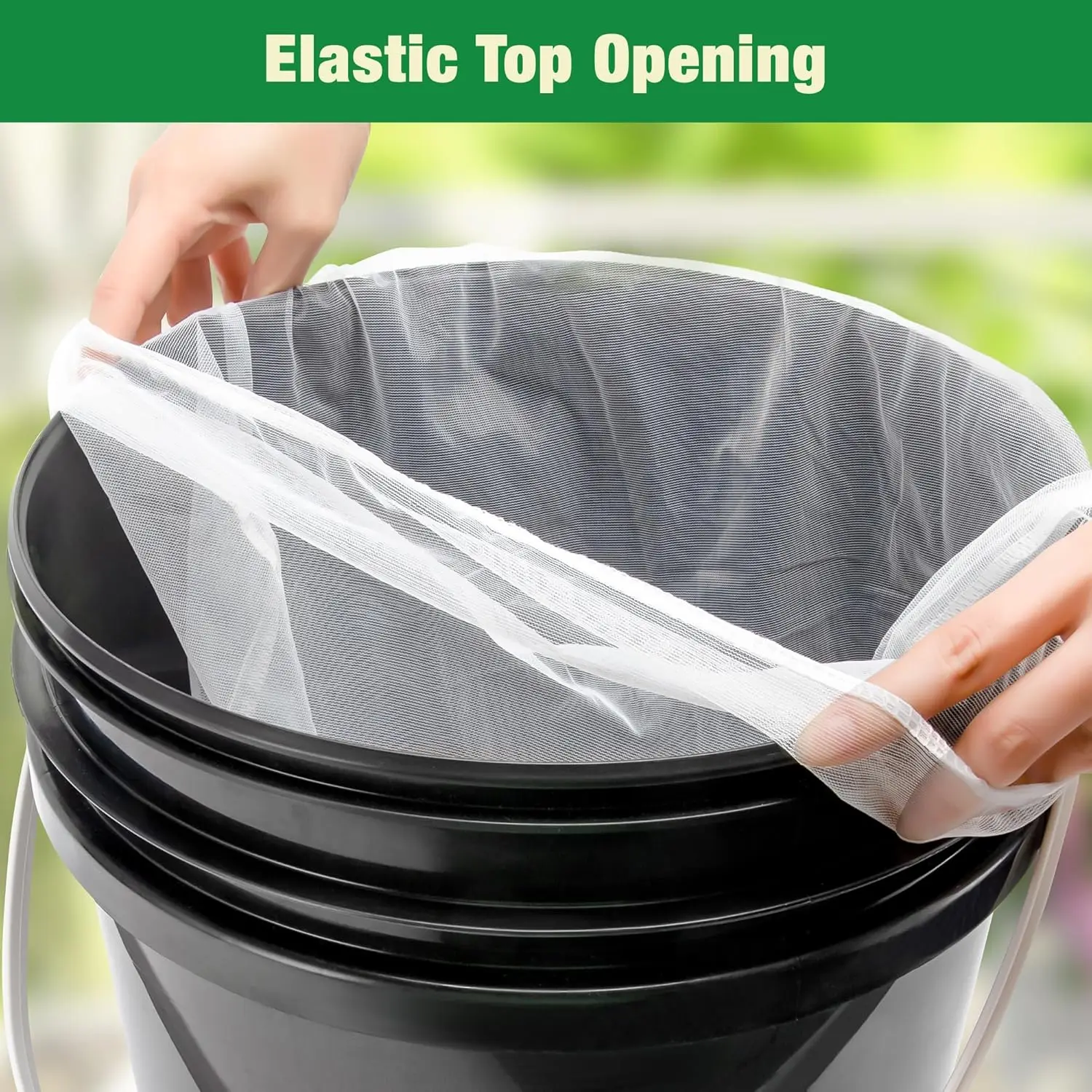 5 Gallon Paint Filter Strainer Mesh - 10 Pieces Disposal Elastic Top Bucket Strainer, Paint Strainer Bag White Nylon Mesh Filter