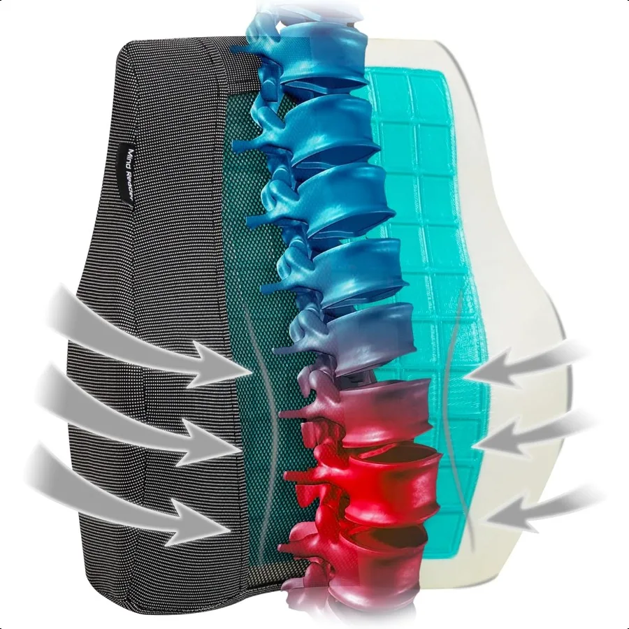 

Lumbar port Cushion for Office Chair and Car Seat Memory Foam and Cooling Gel Core AirCloud Technology 15.5 L x 3.75 W x 14.25