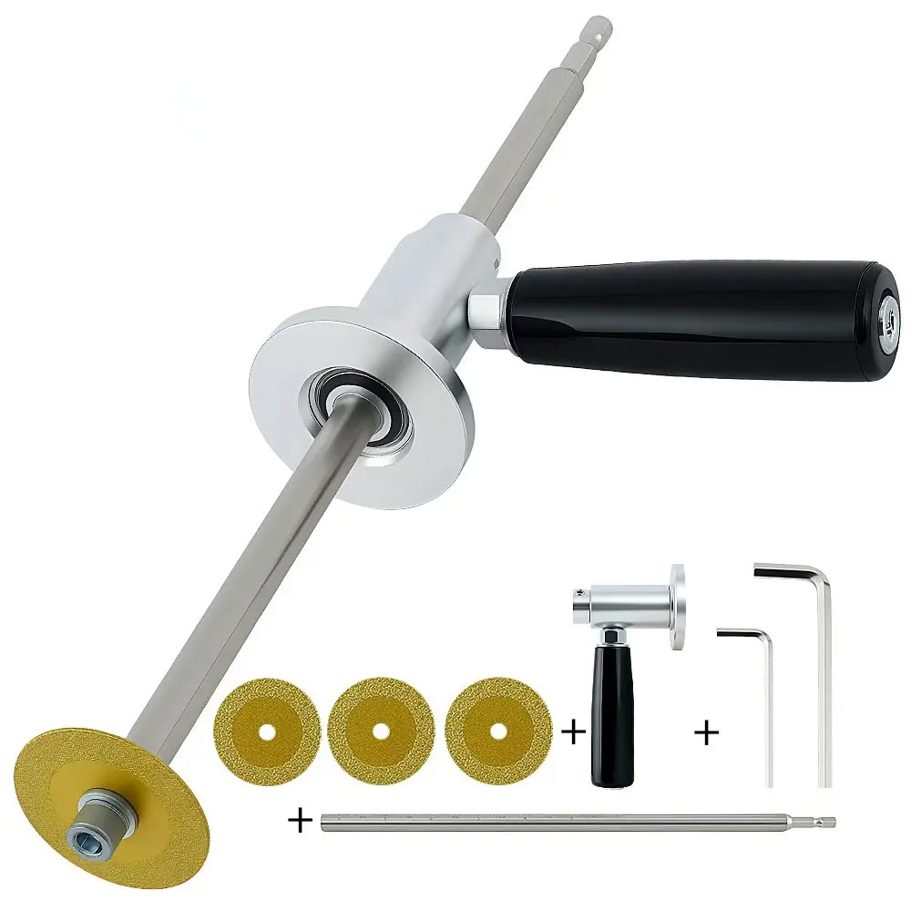 LOZLIN Inside Pipe Cutter for PVC Pipe Cutter, Stainless Steel Plumbing Inside Cutter Tools with Diamond Grit Cutting Wheel & 7 Inch Adjustable Depth 1/4 Inch Hex Shank Compatible with Impact Drivers and Drills