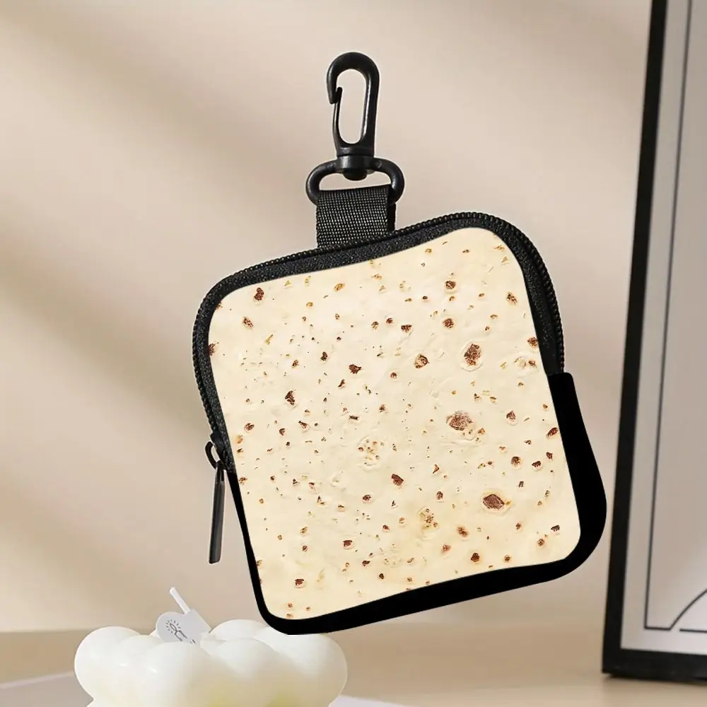 Bolsa de moedas de grande capacidade, padrão naan, couro sintético, mini estojo para fone de ouvido, à prova d'água, com chaveiro, carteira para entusiastas de atividades ao ar livre