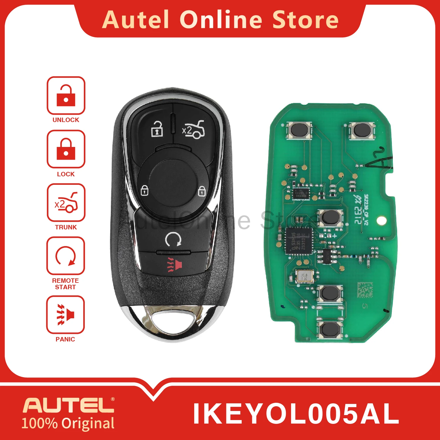 

AUTEL IKEYOL005AL 5 Buttons Universal Smart Remote Key for KM100/IM508/IM608 for Buick