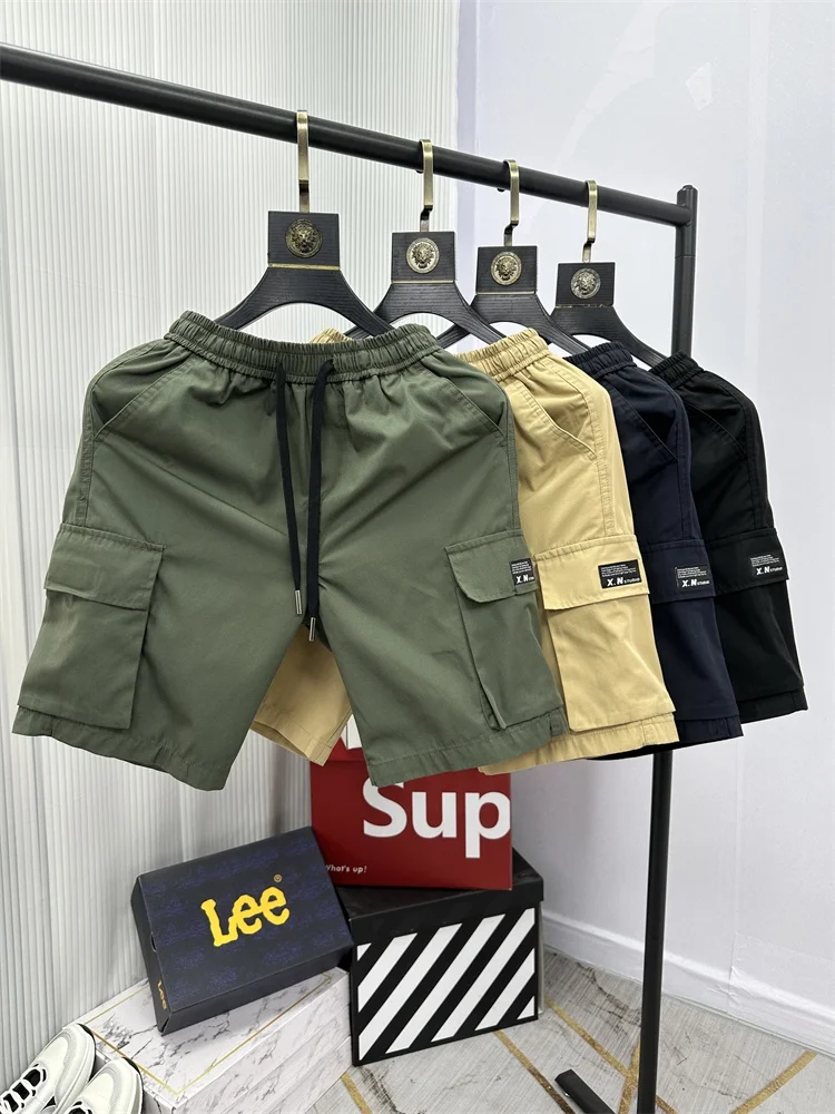 

Мужские повседневные брюки из хлопка в японском стиле, прямого кроя, с множеством карманов, длиной до колена, дышащие, модные