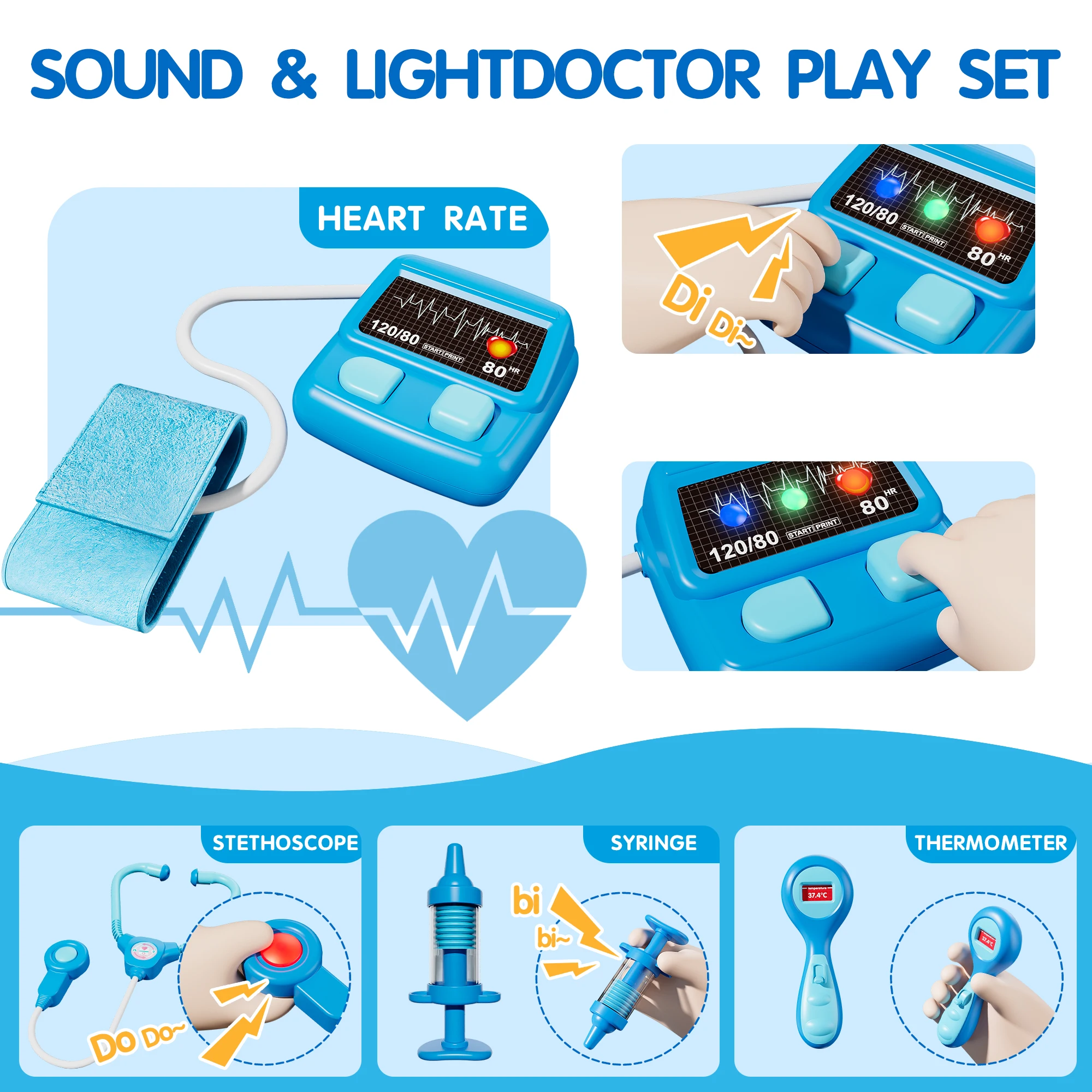 مجموعة لعب الأدوار مكونة من 37 قطعة للأطفال، ألعاب الطبيب التظاهري، للجنسين، ألعاب حفلات متعددة اللاعبين، كهدية عيد ميلاد، هدية عيد الميلاد، هدية الهالوين، فستان العطلات #3