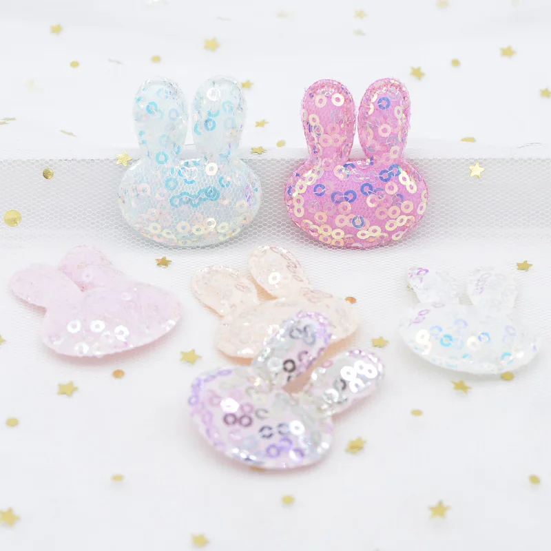 

12Pcs 32*42mm Kawaii Rabbit Bling Appliques Pads for DIY Headwear Clips Accessories Toy Clothes Patches Scrapbooking Sticker