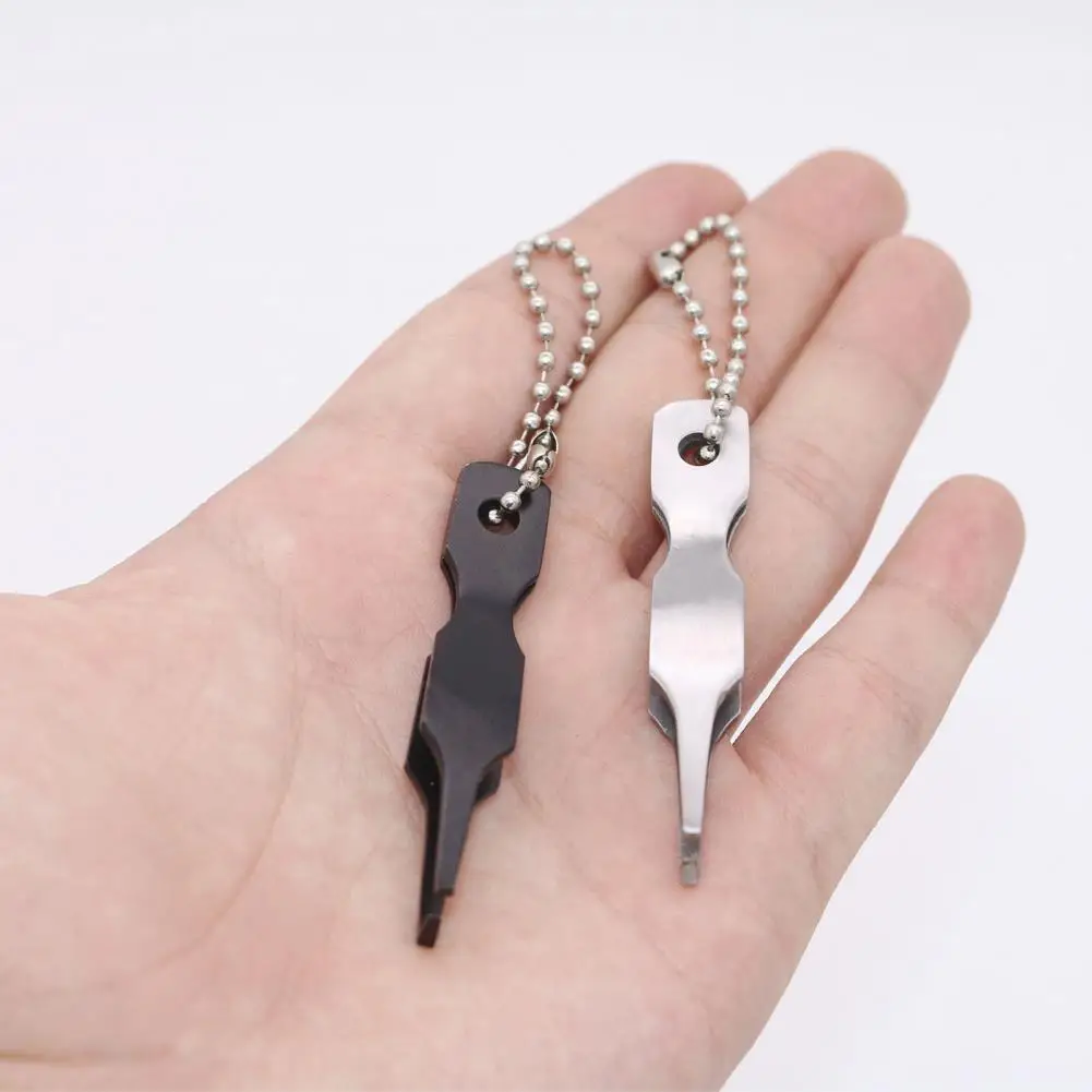 Durable Ring Opening Tool Stainless Steel Ring Opener Tool with Beaded Chain Portable Double Loop Fishing Accessory Outdoor