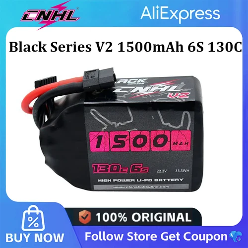 CNHL serie negra V2.0 1500mAh 22,2 V 6S 130C batería Lipo con enchufe XT60 para Quadcopter Drone avión RC FPV helicóptero