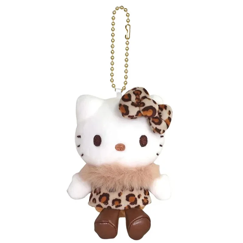 Pendentif série imprimé léopard Hello Kitty, poupée en peluche, sac de dessin animé pour fille, porte-clés suspendu, ornement, cadeaux d'anniversaire