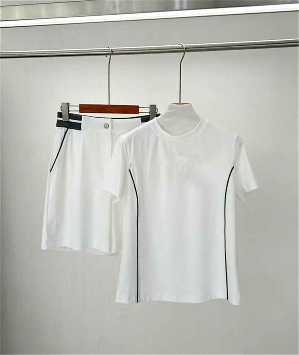 

Women's 25 Spring/Summer New High Quality Long staple Cotton Blended Round Neck Short Sleeve T-shirt+Casual Versatile Shorts Two