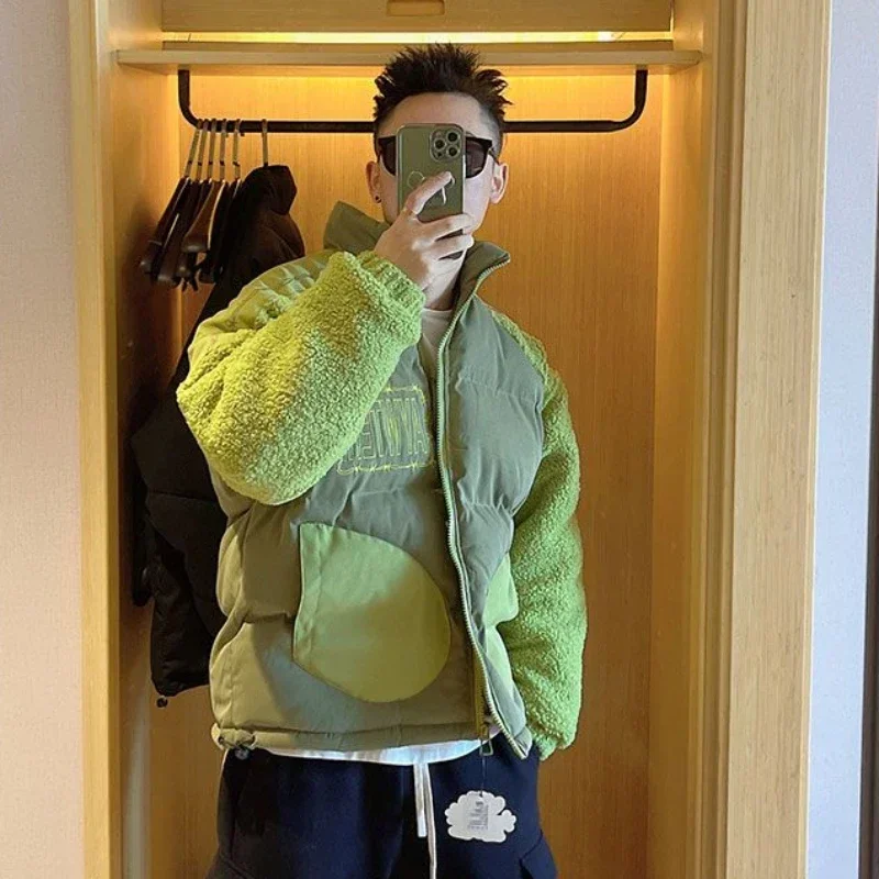 

Winter Plus Velvet Thicken Padded Jackets Parkas Fashion Men's Casual Cotton-padded Loose High Street Jacket Male Clothes