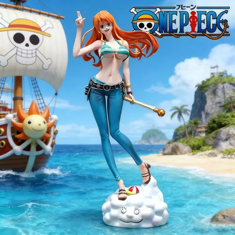 Anime One Piece Figuren C2 Nami Action Figure 25 cm/9,84 zoll PVC Statue Nami Figur Sammlung Modell Ornament Spielzeug für Geschenke