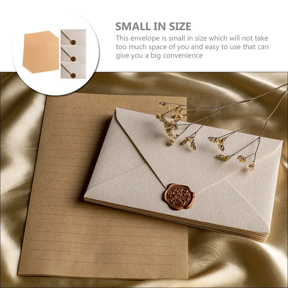 

1Set Paper Envelope and Writing Paper Set Vintage Style Wear Resistant Stationery for Cards Cash Tiny Gifts Festival Party