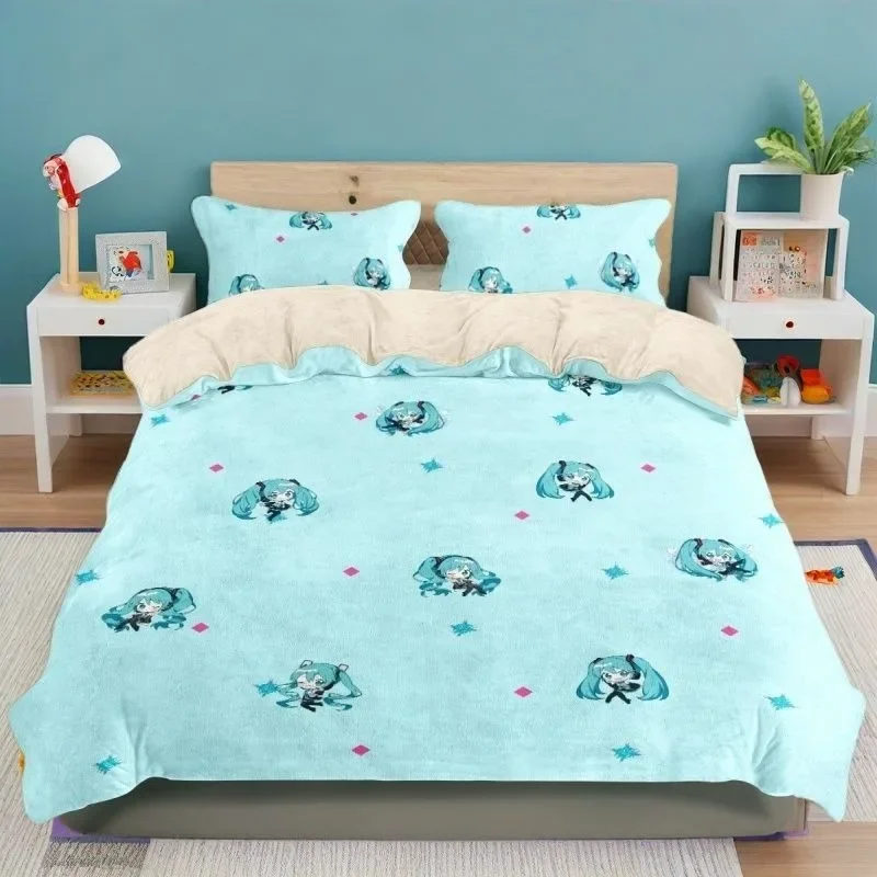 Hatsune Miku anime two-dimensional plus velvet cover sheets cartoon kawaii thickened anti-static dormitory children's bedding