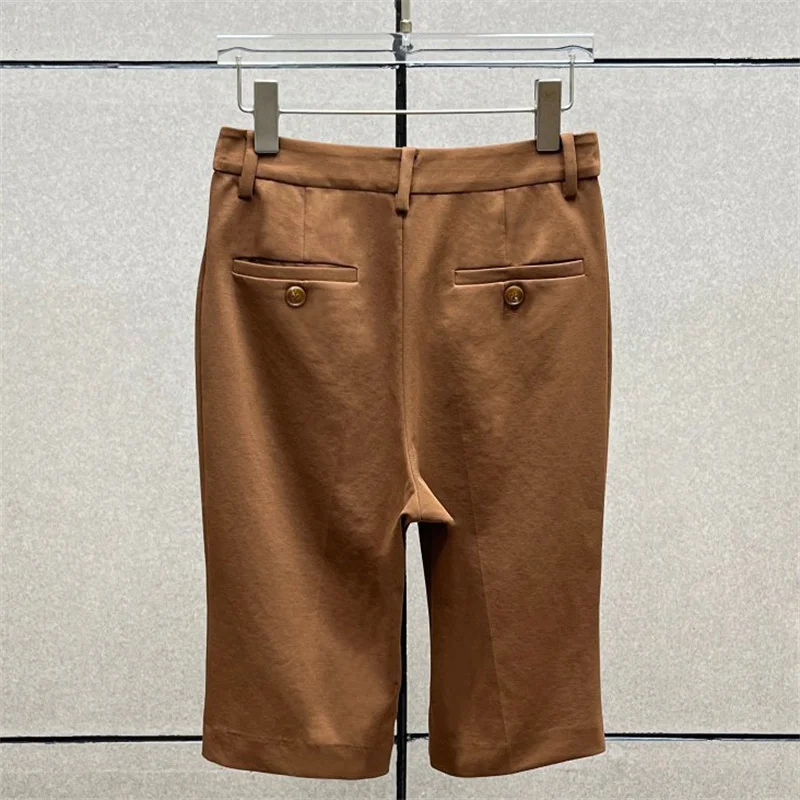women's shorts New high waisted slim fit pencil pants for autumn 2026 Cotton blend five quarter pants casual knee length pants