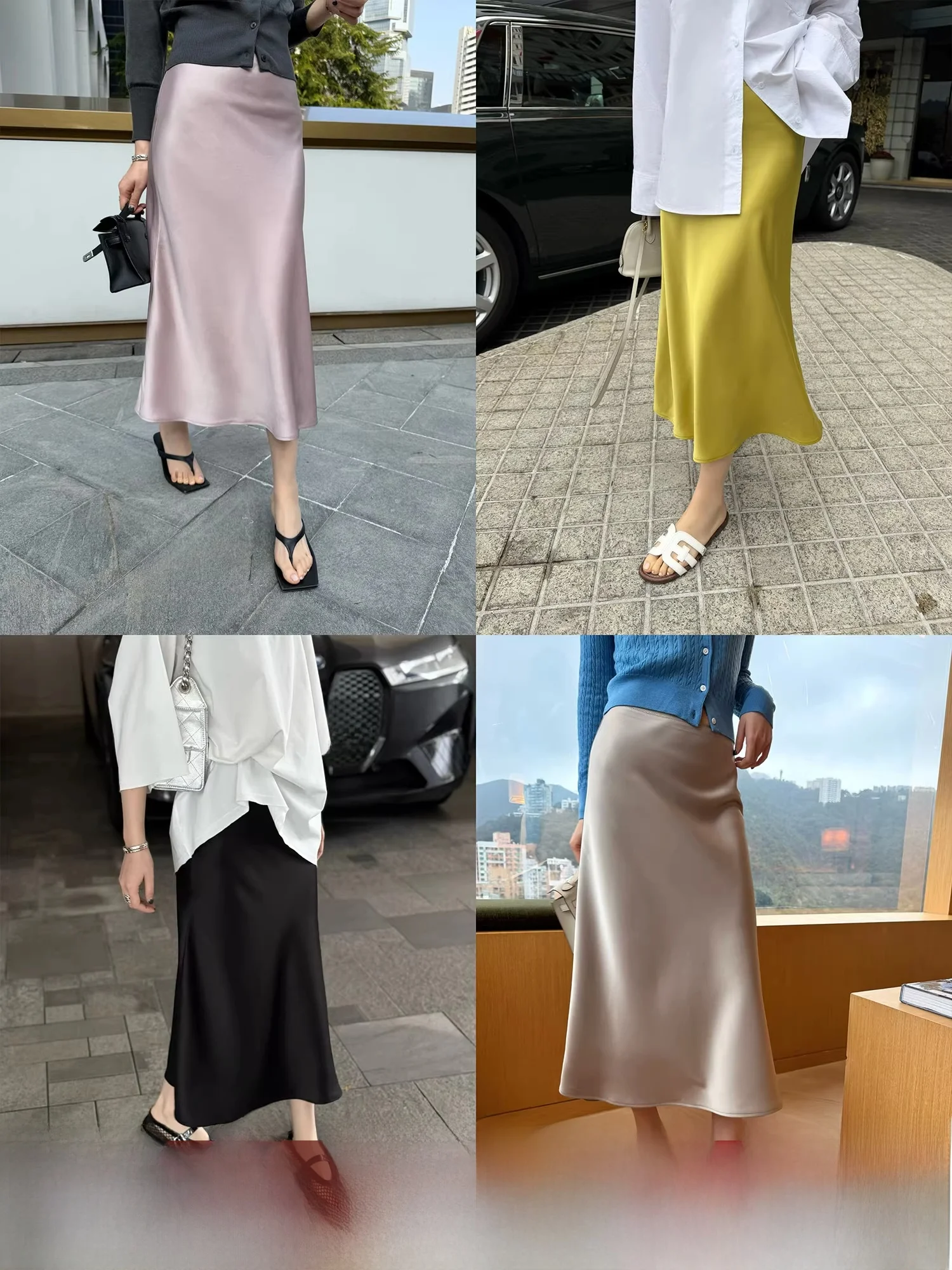 

Весенняя легкая роскошная юбка А-силуэта с высокой талией из ацетатного атласа, дышащая, приятная к телу, новая модель