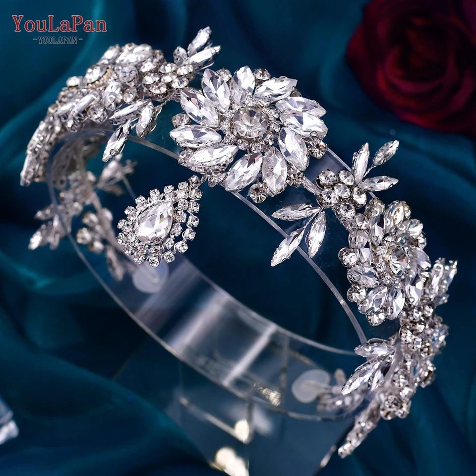 TOPQUEEN HP440 Bohemian Forehead Bridal Headband Rhinestone Crown