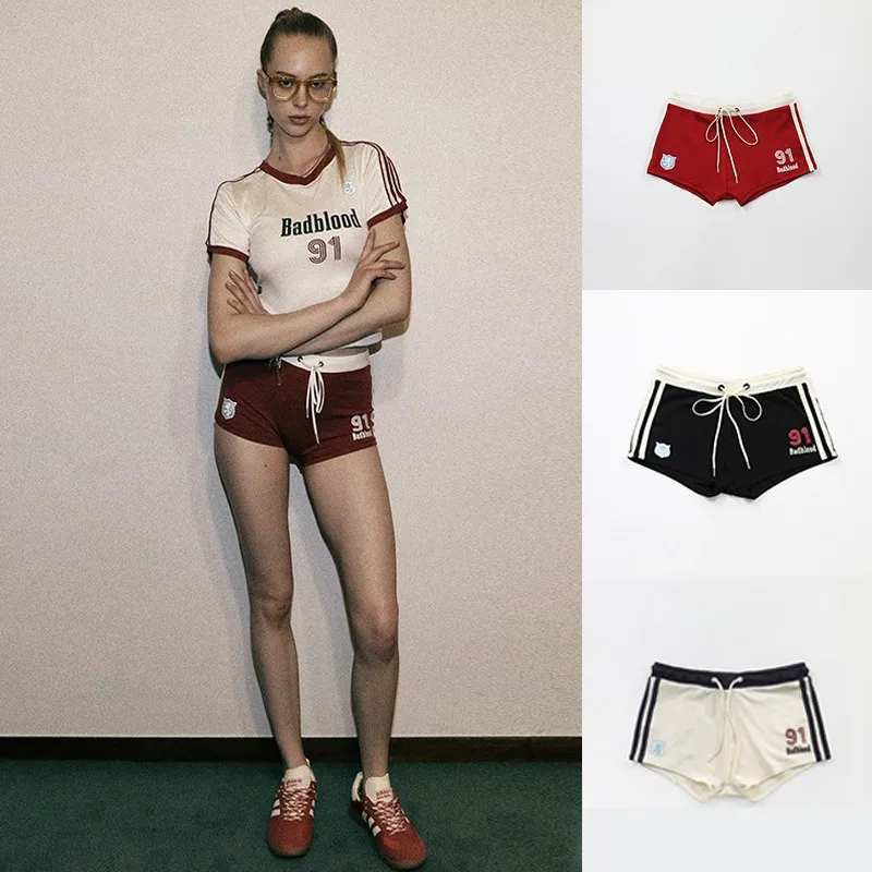 2025 Korea badblood sports shorts female American retro hot sexy pants three pants casual pants tide